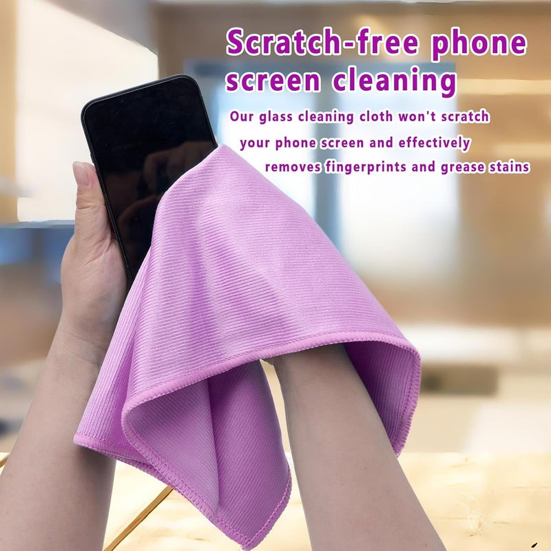 Misequal 6 Pack Glass Cleaning Cloth Microfiber Cleaning Cloth for Window Eyeglass Jewelry Windshields Mirrors and Stainless Steel (Purple) - Image 2